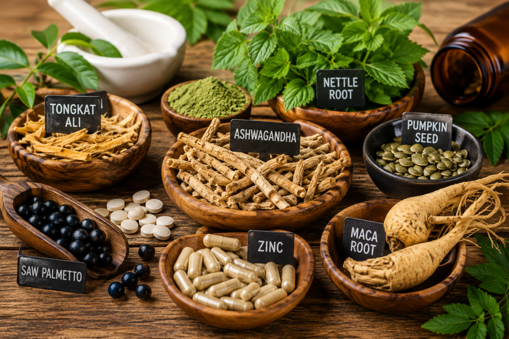 Natural ingredients used in prostate support supplements